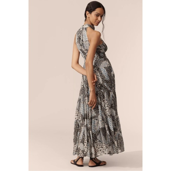 Anthropologie The Somerset Chiffon Maxi Dress in Black Floral Size XL NWT - Picture 4 of 16